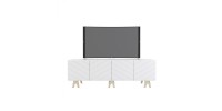 TV Console 72"L 119272 (White and Russian Birch Plywood)